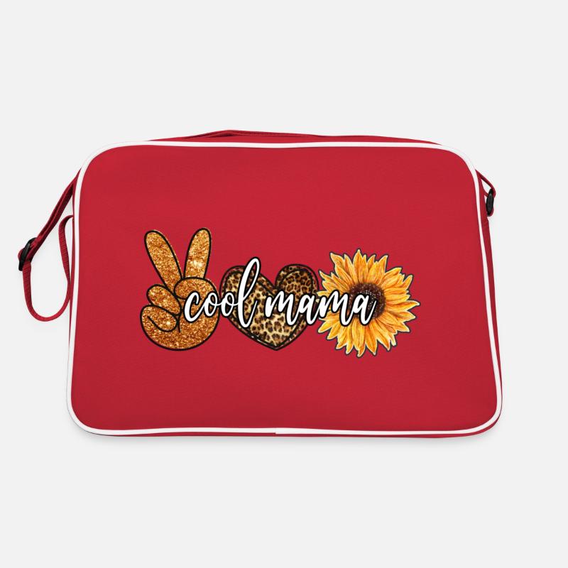 Cool Mama, Sunflowers and leopard print - Retro Tasche - Rot/Weiß