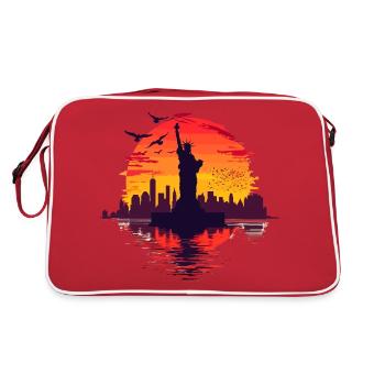 Statue de la Liberté de New York, Sun, États-Unis - Sac Retro - rouge/blanc - Dos