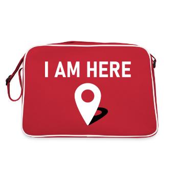 I am here 📍 - Retro Tasche - Rot/Weiß - Hinten