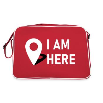 I am here 📍 - Retro Tasche - Rot/Weiß - Hinten