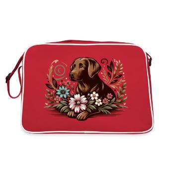 Fleurs de base marron Labrador Cottage - Sac Retro - rouge/blanc - Dos