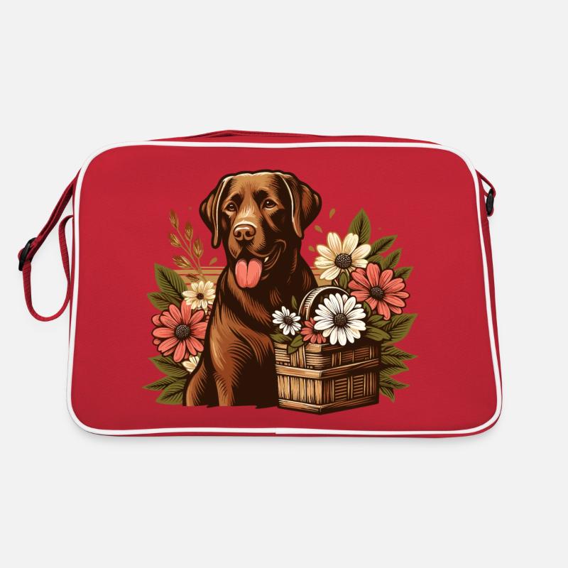 Fleurs de base marron Labrador Retriever Cottage Core Sac Retro
