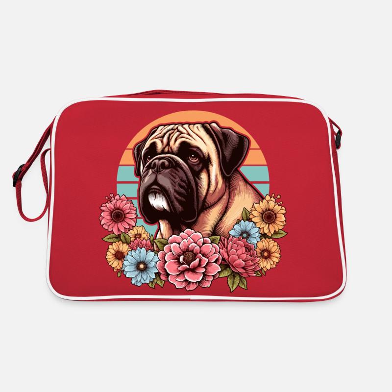 Bullmastiff Retro Pastel Fleurs Sac Retro