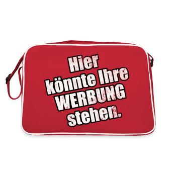 Ironisch - Hier könnte Ihre Werbung stehen - Retro Tasche - Rot/Weiß - Hinten