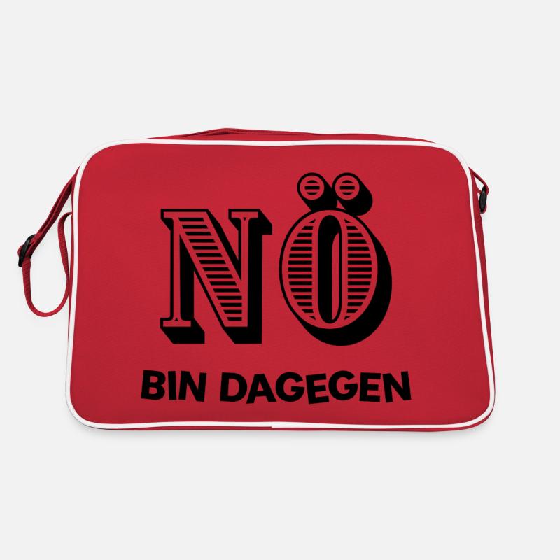 NÖ - BIN DAGEGEN - Statement - Nein - No - Retro Tasche - Rot/Weiß