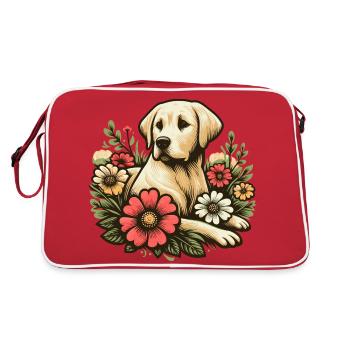 Blonde Labrador Retriever Cottage Core fleurs - Sac Retro - rouge/blanc - Dos