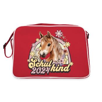School Child 2024 Horse School Enrollment School Student - Retro Bag - red/white - Back