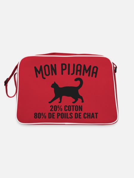 Humorous Cat Hair Pajamas - Retro Bag - red/white - Back