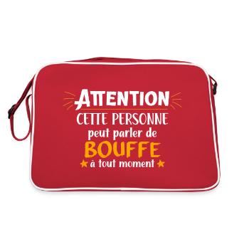 Bouffe - Manger - Parler - Accro - Cadeau - Drôle - Sac Retro - rouge/blanc - Dos