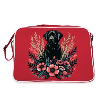 Fleurs de base de Labrador Cottage noir - Sac Retro - rouge/blanc - Dos