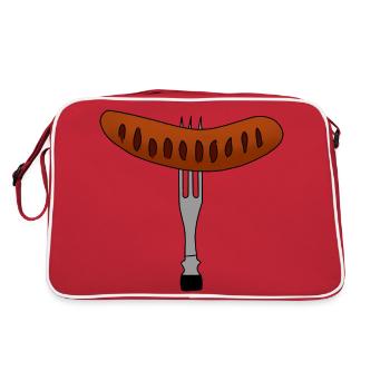 Bratwurst du gril embrochée sur une fourchette - Sac Retro - rouge/blanc - Dos