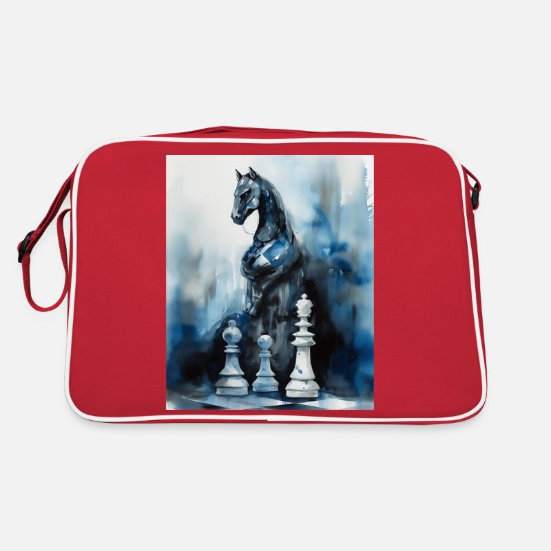 Blue Chess Knight a pris vie - Sac Retro - rouge/blanc