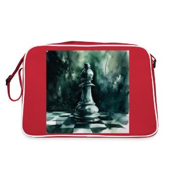 Turquoise Chess Bishop - Retro Bag - red/white - Back