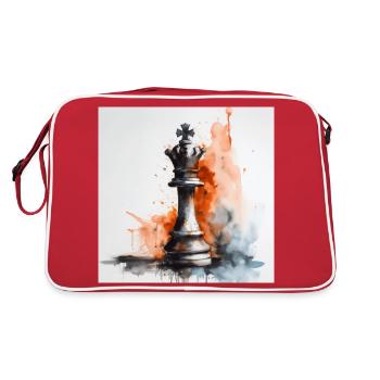 Kunstvoller Schachkönig - Retro Tasche - Rot/Weiß - Hinten