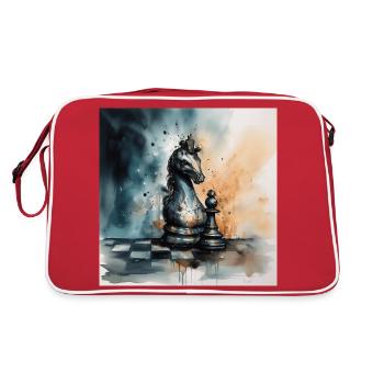 Kunstvoller Schachritter - Retro Tasche - Rot/Weiß - Hinten