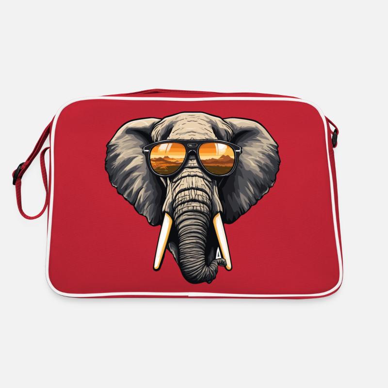 Elefant mit Sonnenbrille - Retro Tasche - Rot/Weiß