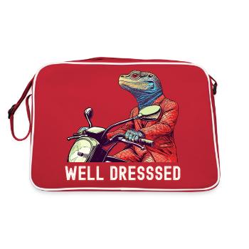 Lézard à moto: reptile bien habillé - Sac Retro - rouge/blanc - Dos