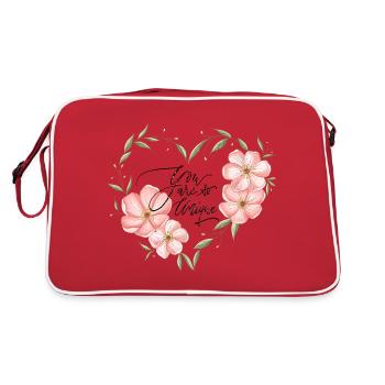 Heart, flowers, leaves. You are so unique. - Retro Bag - red/white - Back