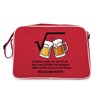 Bier Mathe Humor - Kein Rausch Mathematisch - Retro Tasche - Rot/Weiß - Hinten