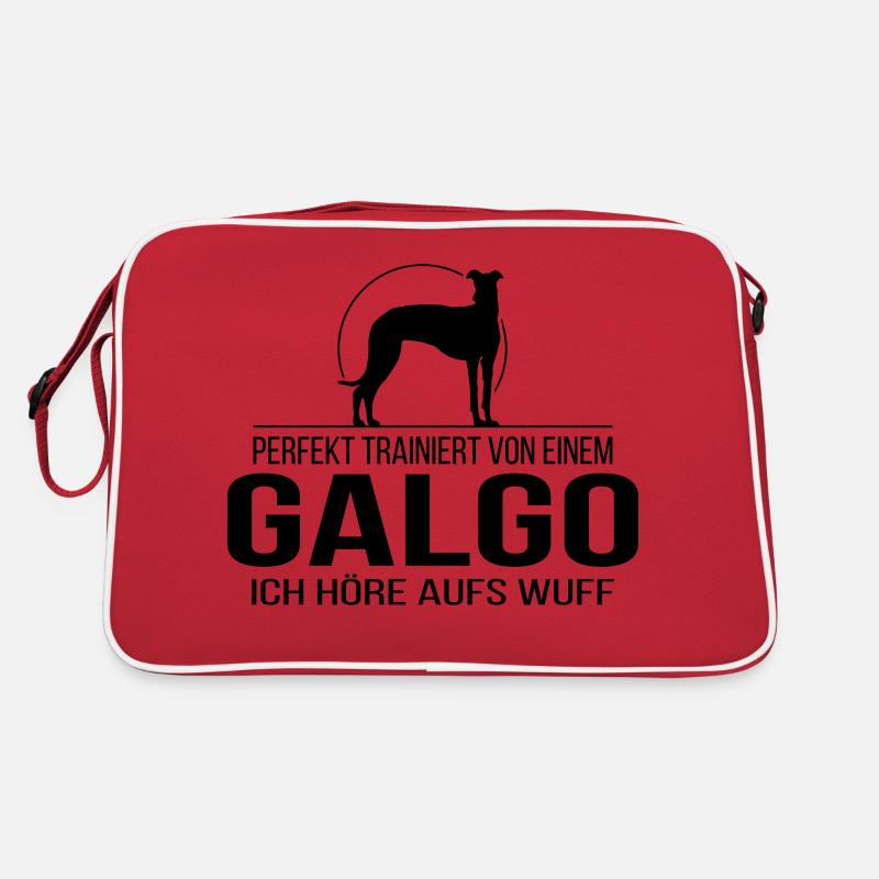 GALGO ich höre aufs wuff - Retro Tasche - Rot/Weiß