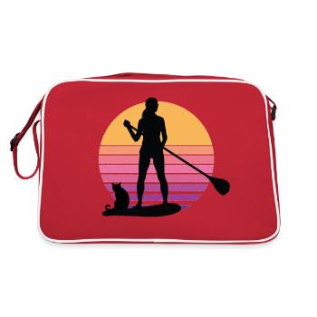SUP rétro de stand up paddling chat coucher de soleil - Sac Retro - rouge/blanc - Dos