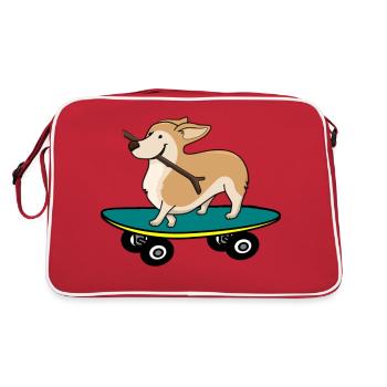 Dog on skateboard - Retro Bag - red/white - Back