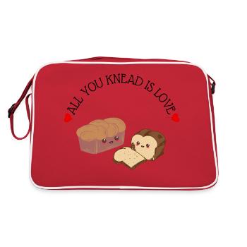 Jeu de mots lyrique mignon Tout ce que vous pétrissez est l'amour! - Sac Retro - rouge/blanc - Dos