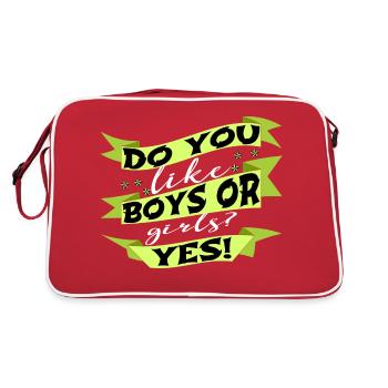 bisexuality joke gender roles quote - Retro Bag - red/white - Back