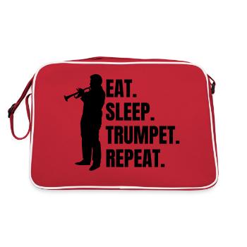 Trompete Musiker lustiger Instrument Musik Spruch - Retro Tasche - Rot/Weiß - Hinten
