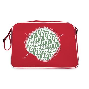 großkatze seekatze perserkatze bday cool zitat - Retro Tasche - Rot/Weiß - Hinten
