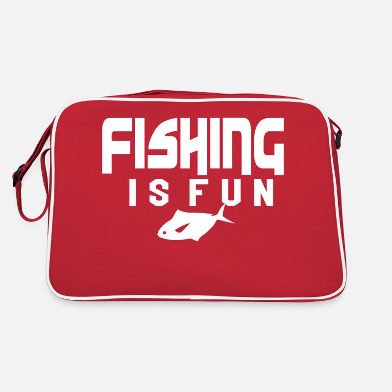 Fishing is fun. Evolution Angler Angeln Fischen - Retro Tasche - Rot/Weiß