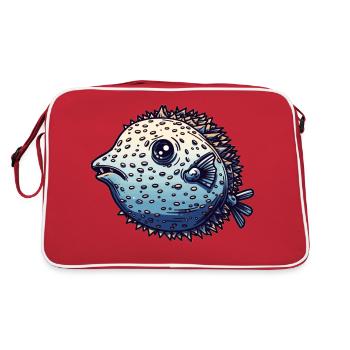 The pufferfish is a playful sea creature - Retro Bag - red/white - Back