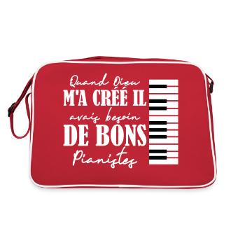 Pianiste Et Musicien Dictons Amusants Piano - Sac Retro - rouge/blanc - Dos
