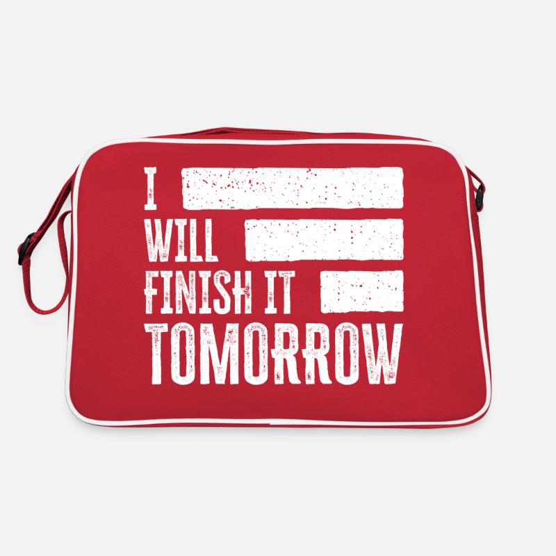 Funny "I Will Finish It Tomorrow" design - Retro Bag - red/white