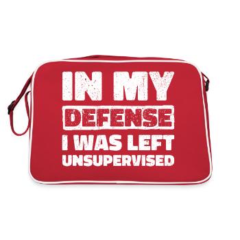 In My Defense I Was Left Unsupervised - Retro Tasche - Rot/Weiß - Hinten