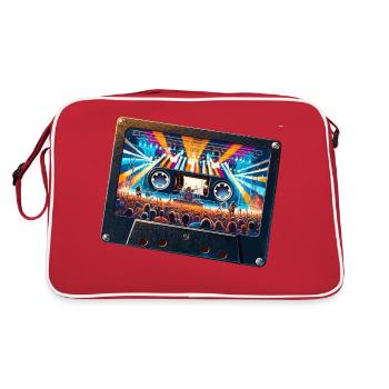Cassette vintage avec représentation de concert - Sac Retro - rouge/blanc - Dos