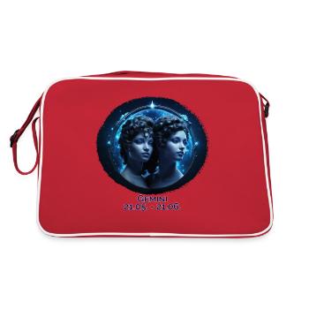 Sternzeichen Zwilling F Datum - Retro Tasche - Rot/Weiß - Hinten
