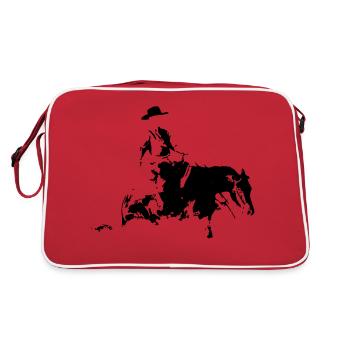 Sliding Stop Silhouette Reining Westernreiten - Retro Tasche - Rot/Weiß - Hinten