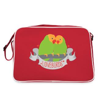 Peachfaced Lovebirds banner - Retro Bag - red/white - Back