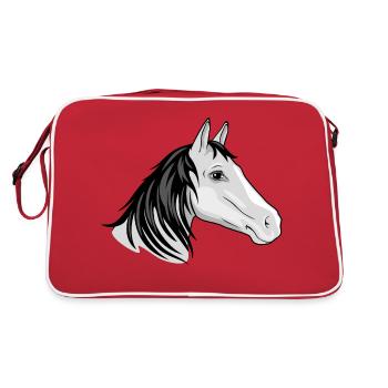 Pferdekopf - Retro Tasche - Rot/Weiß - Hinten