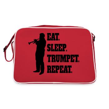 Trompete Instrument Musik lustiger Musiker Spruch - Retro Tasche - Rot/Weiß - Hinten