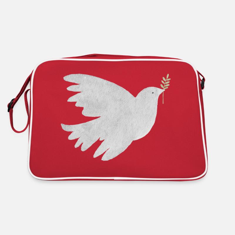 Friedenstaube - Retro Tasche - Rot/Weiß
