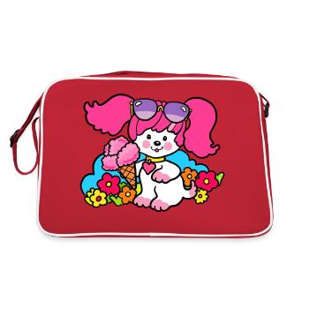 Rosa Poochie Hund - Retro Tasche - Rot/Weiß - Hinten