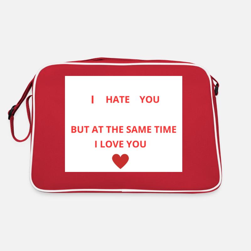 Ich hasse und liebe dich - Retro Tasche - Rot/Weiß