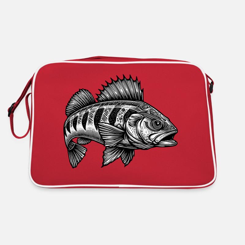 Flussbarsch - Retro Tasche - Rot/Weiß