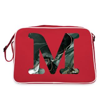 Green marbled letter m - Retro Bag - red/white - Back