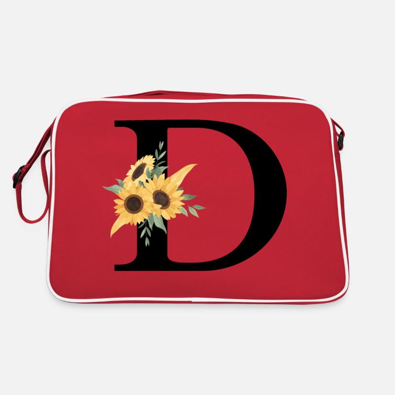 Blumenbuchstabe D Sonnenblume Retro Tasche