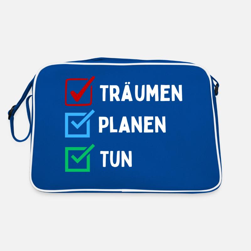 Träumen Planen Tun Checkliste Design Bunt Rot Blau Retro Tasche