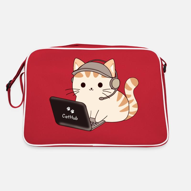 cat programmer Retro Tasche
