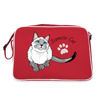Curious Siamese cat - Retro Bag - red/white - Back